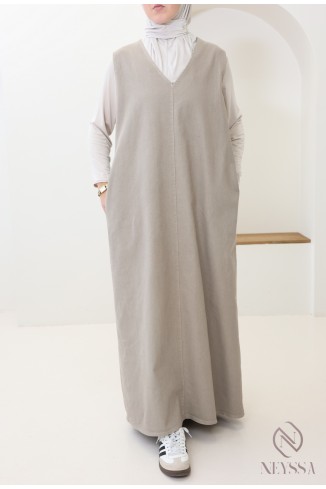 Ärmelloses Jeanskleid in Taupe, 100 % Baumwolle 2