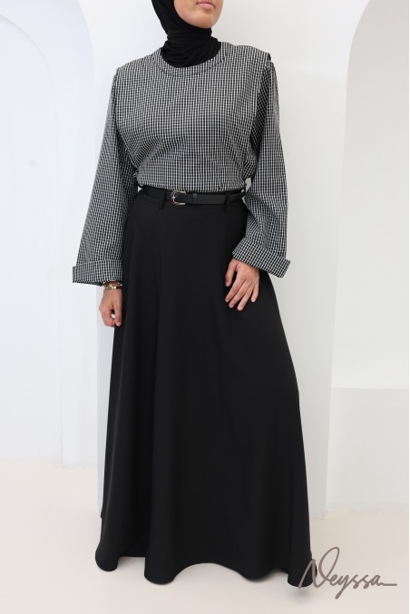 Blouse Longue avec tablier à carreaux style japonais