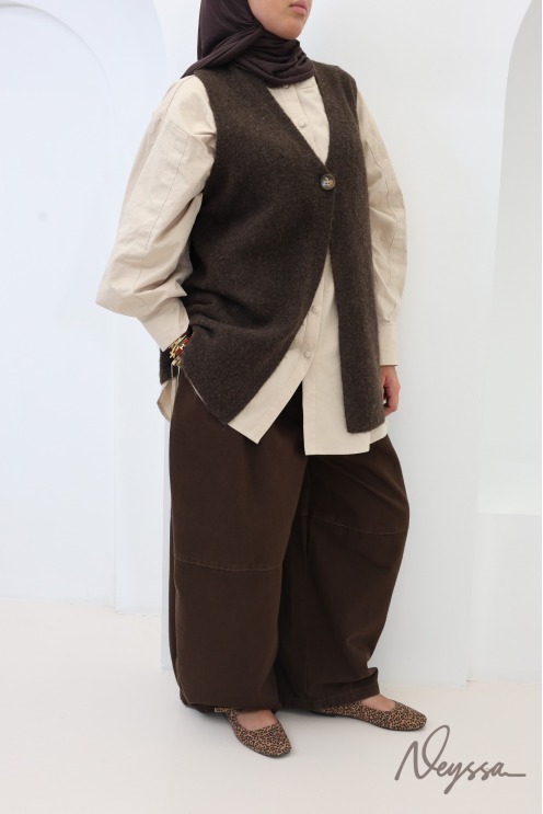 Gilet en maille sans manches femme col V