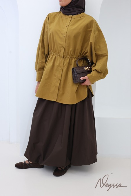 Chemise oversize 100% coton Olive tendance