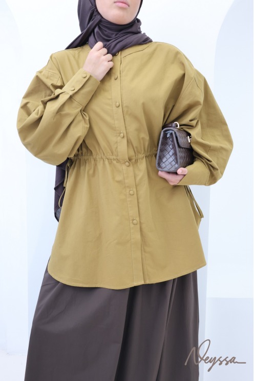Chemise oversize 100% coton Olive tendance