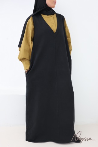 Trendy sleeveless long denim dress, 100% cotton
