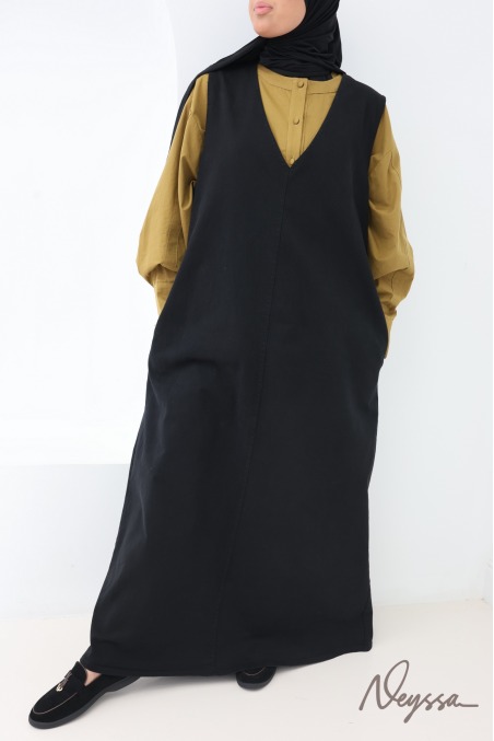 Trendiges, ärmelloses Maxikleid aus Jeansstoff, 100 % Baumwolle