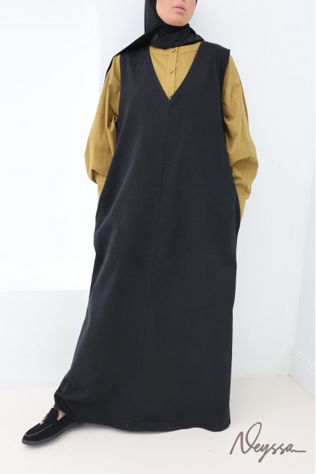 Trendy sleeveless long denim dress, 100% cotton