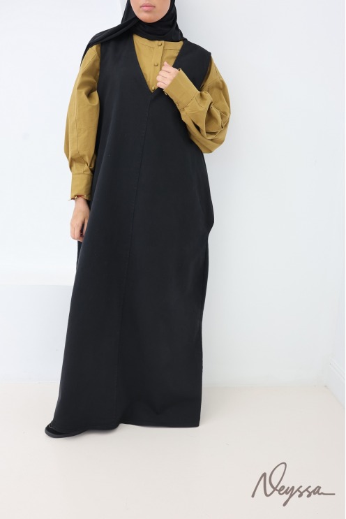 Trendiges, ärmelloses Maxikleid aus Jeansstoff, 100 % Baumwolle