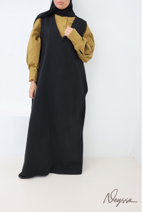 Trendy sleeveless long denim dress, 100% cotton
