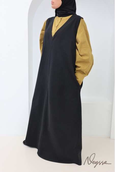Trendiges, ärmelloses Maxikleid aus Jeansstoff, 100 % Baumwolle
