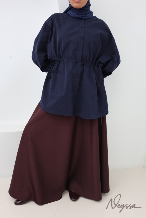 Burgundy long flared skirt, trendy suit-style fabric