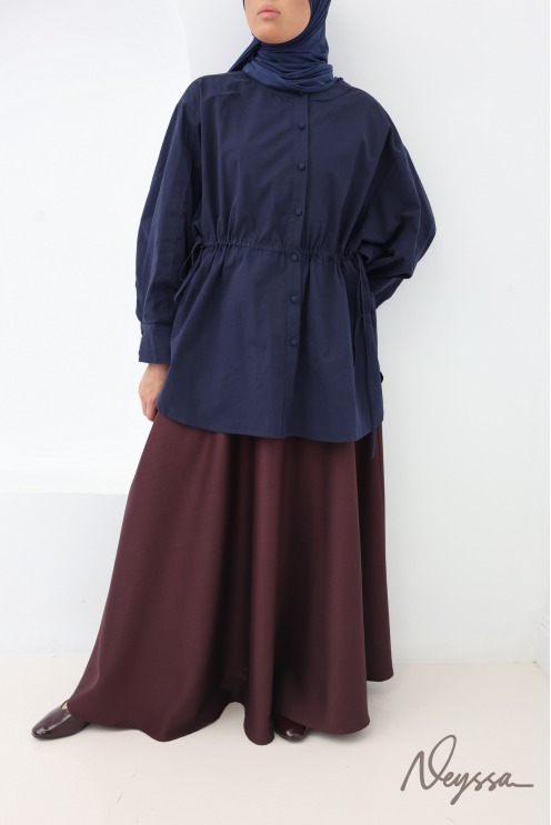 Burgundy long flared skirt, trendy suit-style fabric