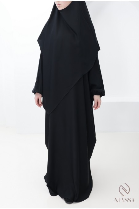 Ensemble abaya khimar avec poche sur le buste, pour la omra femme