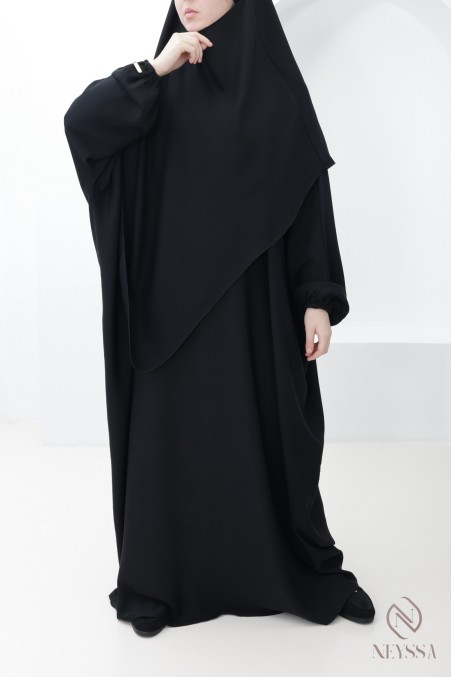 Ensemble abaya khimar avec poche sur le buste, pour la omra femme