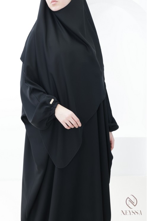 Ensemble abaya khimar avec poche sur le buste, pour la omra femme