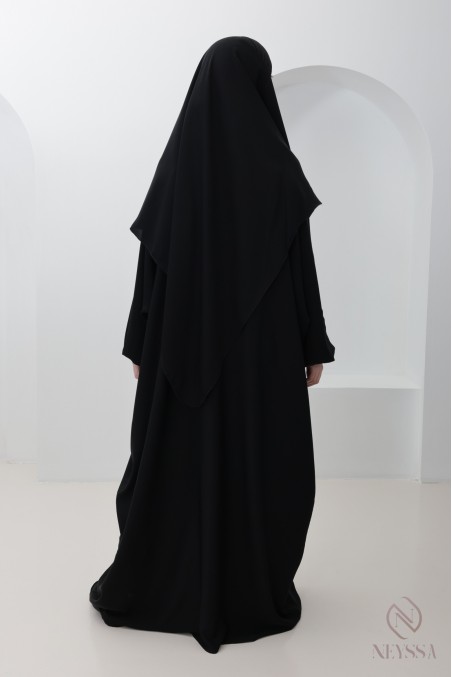 Ensemble abaya khimar avec poche sur le buste, pour la omra femme