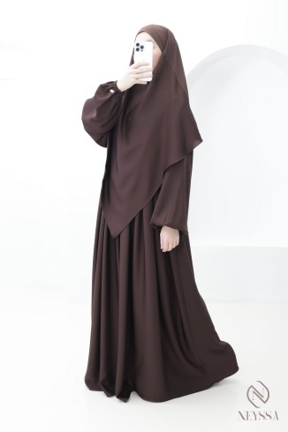 Abaya-Khimar-Set mit Tasche auf der Brust, perfekt für die Omra