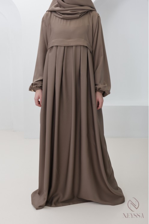 Nidah silk abaya khimar set, zipped pocket on the bust