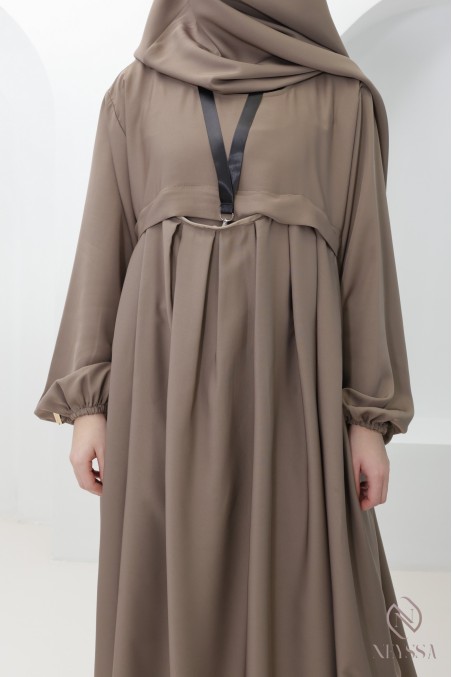 Ensemble abaya khimar soie de Nidah, poche zippée sur le buste