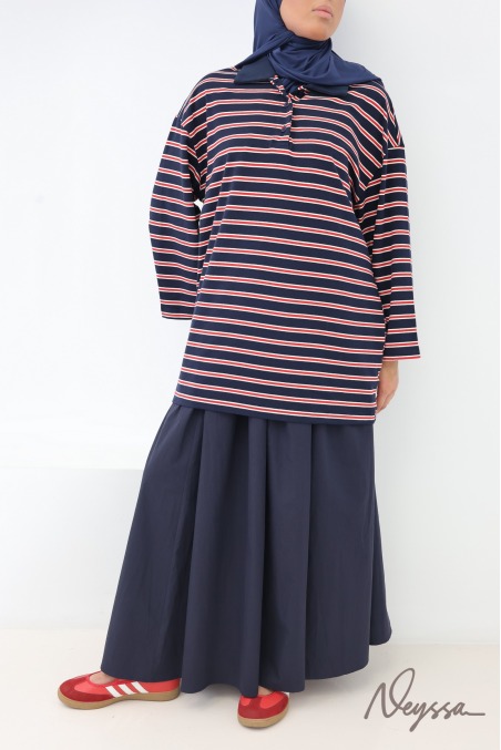 Pull oversize femme à rayures 95% coton col polo