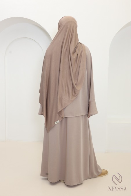 Ensemble 2 pièces taupe jupe longue élastique haut col montant