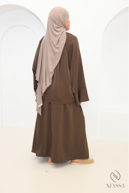 Ensemble tunique longue jupe longue élastique au tissu fluide