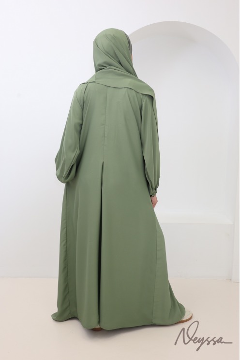 Abaya kaki nidah poche sur le buste et khimar pointu