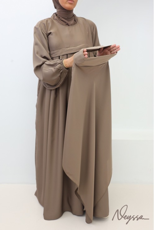 Ensemble abaya khimar soie de Nidah, poche zippée sur le buste