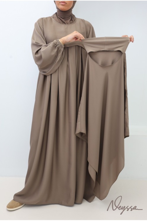 Ensemble abaya khimar soie de Nidah, poche zippée sur le buste