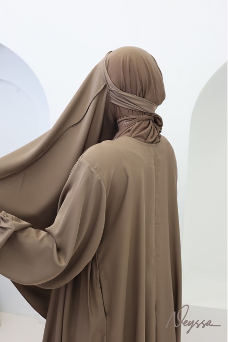 Abaya-Khimar-Set aus Seide von Nidah, Reißverschlusstasche