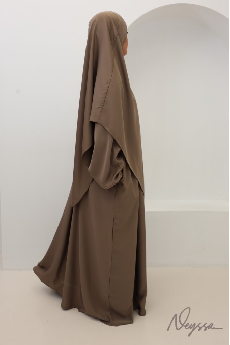 Ensemble abaya khimar soie de Nidah, poche zippée sur le buste