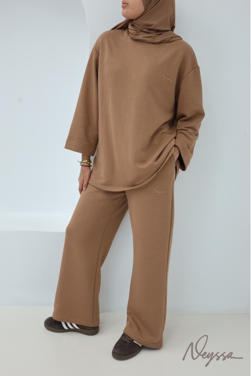 Ensemble 2 pièces pantalon + t-shirt manches longues femme hijabi
