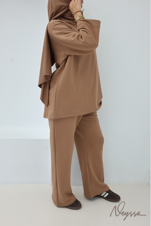 Ensemble 2 pièces pantalon + t-shirt manches longues femme hijabi