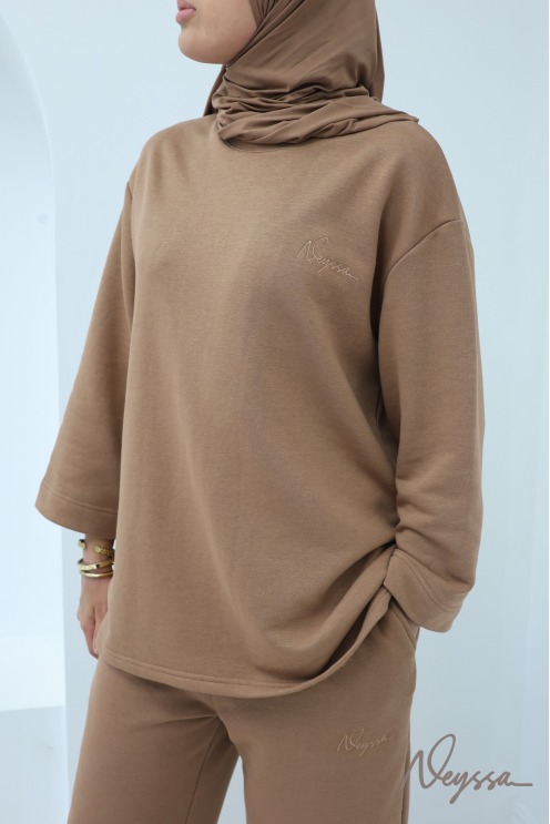 Ensemble 2 pièces pantalon + t-shirt manches longues femme hijabi