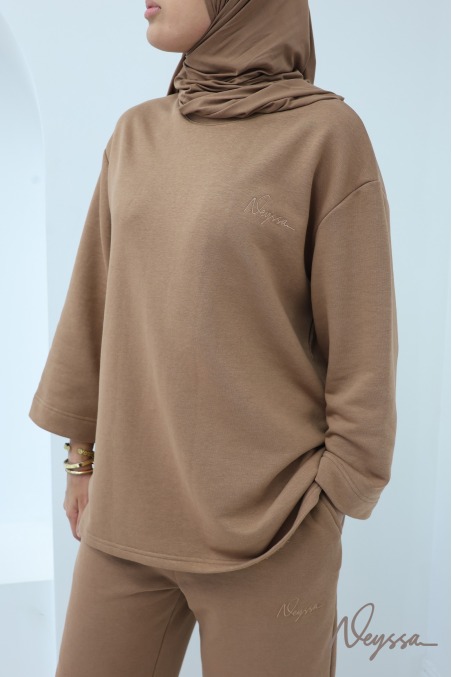 Ensemble 2 pièces pantalon + t-shirt manches longues femme hijabi
