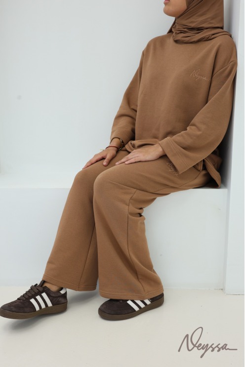 Ensemble 2 pièces pantalon + t-shirt manches longues femme hijabi