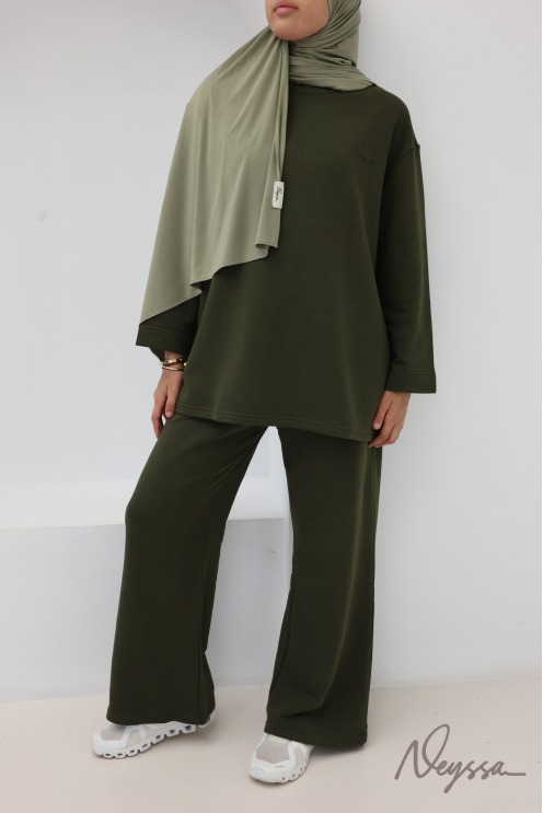Ensemble en coton pantalon ample avec t-shirt long oversize