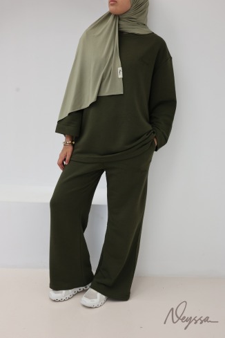 Ensemble en coton pantalon ample avec t-shirt long oversize