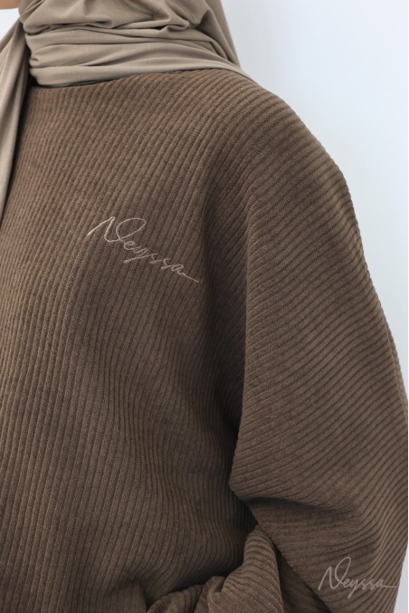 ensemble jupe longue marron pour femme voilée, en velours côtelé