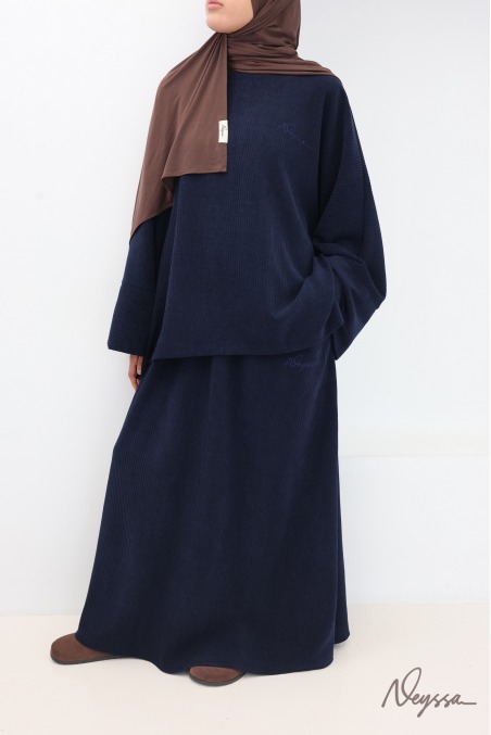 ensemble jupe en velours côtelé pour femme voilée, coupe modeste