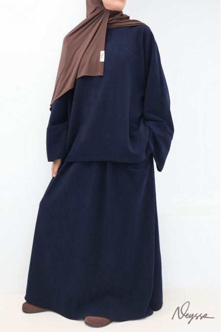 ensemble jupe en velours côtelé pour femme voilée, coupe modeste
