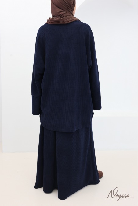 ensemble jupe en velours côtelé pour femme voilée, coupe modeste