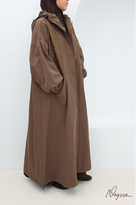 Lange Jacke im Casual-Stil aus wasserabweisendem Stoff