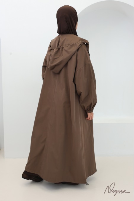 Long casual jacket in water-repellent fabric, for veiled women
