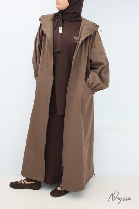 Lange Jacke im Casual-Stil aus wasserabweisendem Stoff