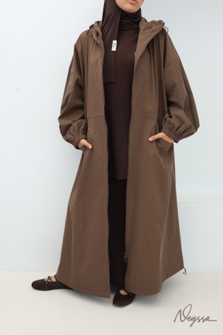 Lange Jacke im Casual-Stil aus wasserabweisendem Stoff