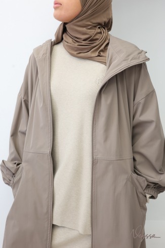 Parka anorak taupe rosé pour femme tissu coupe vent hydrofuge 2