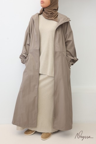 Parka anorak taupe rosé pour femme tissu coupe vent hydrofuge