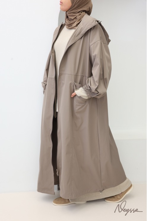 Parka anorak taupe rosé pour femme tissu coupe vent hydrofuge