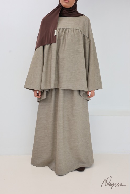 Long skirt + loose tunic set in soft, thick fabric, ideal for fall