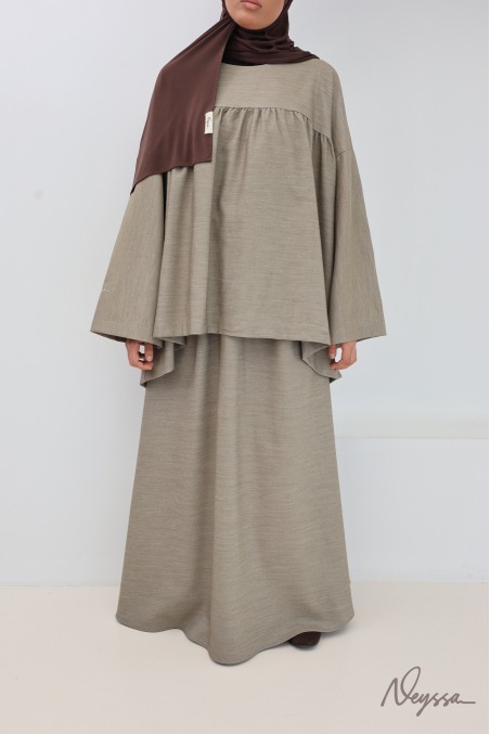Long skirt + loose tunic set in soft, thick fabric, ideal for fall