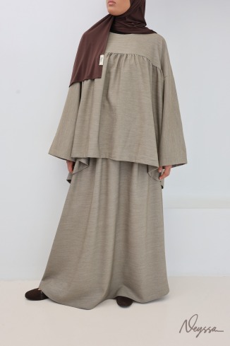 Ensemble jupe longue + tunique ample tissu doux épais idéal automne