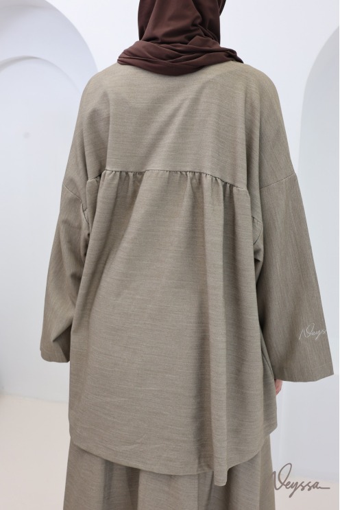 Long skirt + loose tunic set in soft, thick fabric, ideal for fall